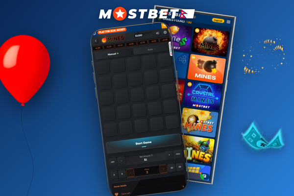 Player tapping a glowing gem tile on Mostbet Mines as the multiplier climbs upward