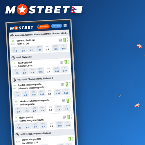 Mostbet official website hero banner for Nepal players with welcome bonus badge